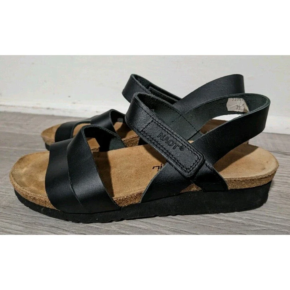 Naot Black Leather Sandals - Picture 5 of 10